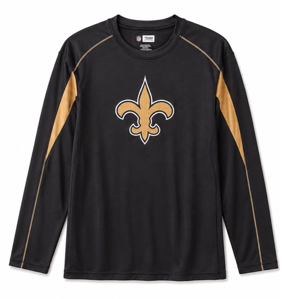 NFL Team Apparel New Orleans Saints Mens Large Performance Long Sleeve Shirt L